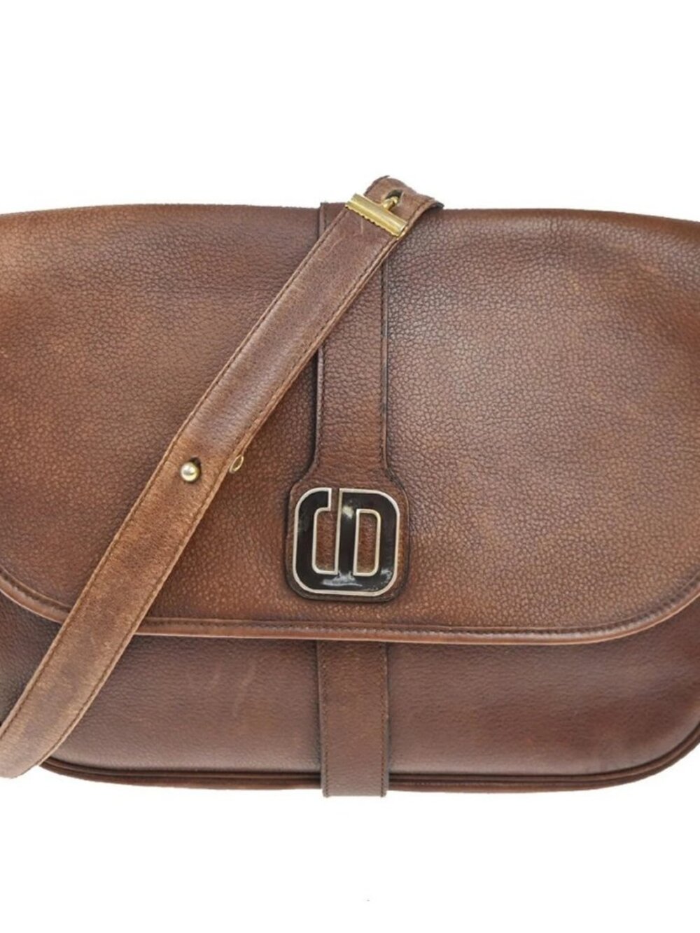 CHRISTIAN DIOR Crossbody Shoulder Bag Leather Brown GHW France 05KC538